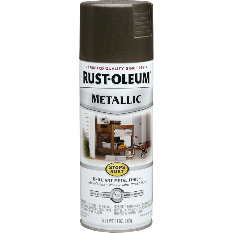 Rust-Oleum 7272830 Rust Preventative Spray Paint, 11 oz Can, 4 to 6 sq-ft Coverage Area, Metallic, Dark Bronze