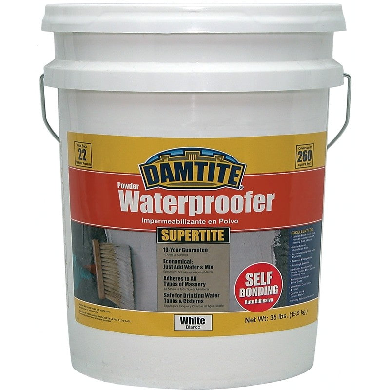 Damtite 01351 Powder Waterproofer, White, Powder, 35 lb Pail