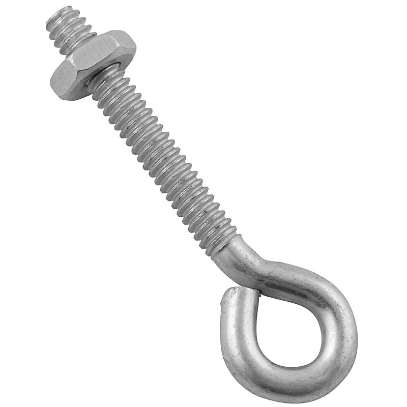 National Hardware N221-069 Eye Bolt, #10-24 Thread, 1-1/4 in L Thread, 0.28 in ID Dia Eye, 1.41 in L Shank, Steel, Zinc (Pack of 20)