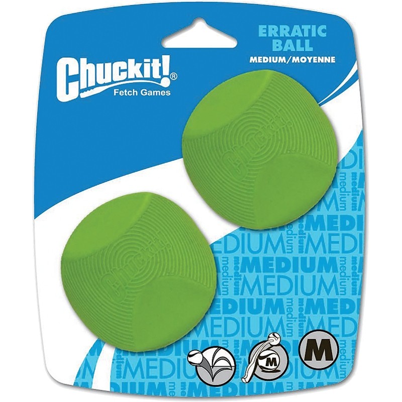 Chuckit! 20120 Dog Toy, M, Erratic, Natural Rubber, Green