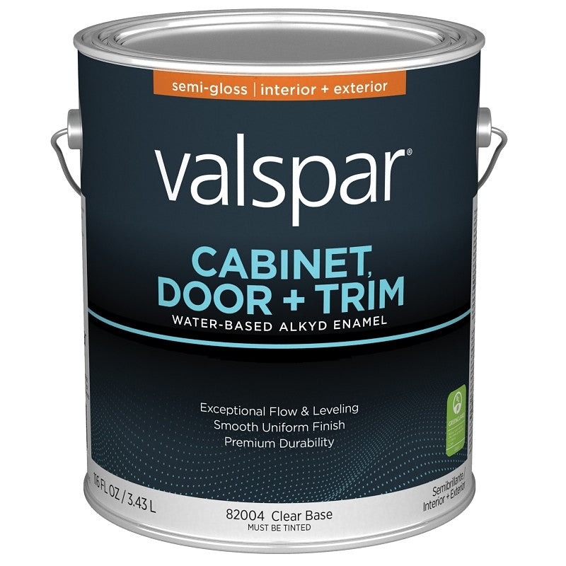 Valspar 8200 028.0082004.007 Cabinet, Door and Trim Paint Enamel, Water Base, Semi-Gloss Sheen, Clear Base, 1 gal (Pack of 4)