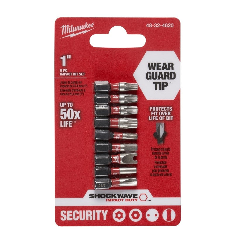 Milwaukee 48-32-4620 Security Insert Bit Set, 9-Piece, Steel, Black Phosphate