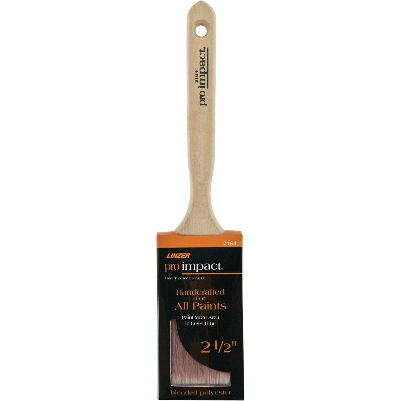 Linzer WC 2164-2.5 Paint Brush, Natural, Wood Handle, 2-1/2 in W, Flat Brush, 2-3/4 in L Bristle, Polyester Bristle
