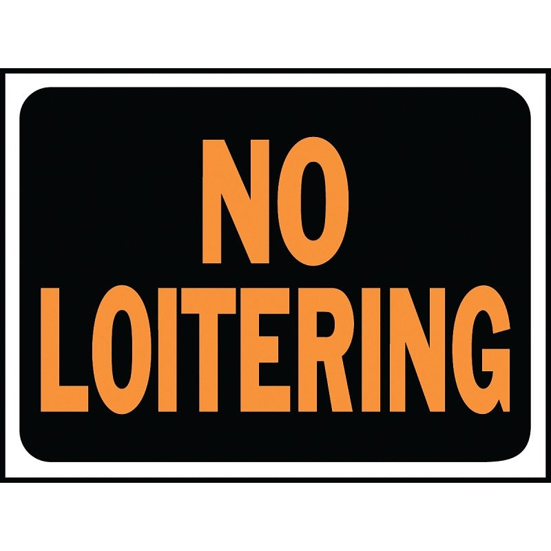 Hy-Ko Hy-Glo Series 3036 Identification Sign, Rectangular, NO LOITERING, Fluorescent Orange Legend, Black Background (Pack of 10)