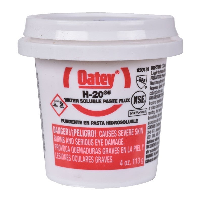 Oatey H-20 Series 30131 Water Soluble Flux, 4 oz, Paste, Light Yellow