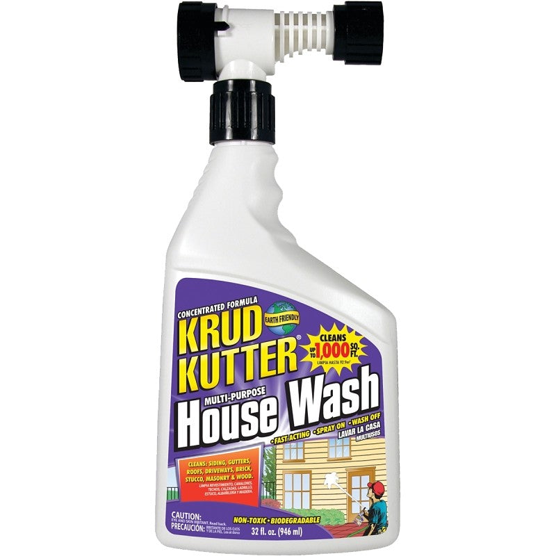 Krud Kutter HW32H/4 House Wash Cleaner, 32 oz, Can, Liquid, Mild (Pack of 4)
