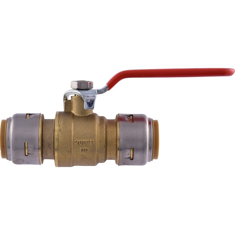SharkBite UR22185A Ball Valve, 3/4 in Connection, Push Fit, 200 psi Pressure, Brass Body
