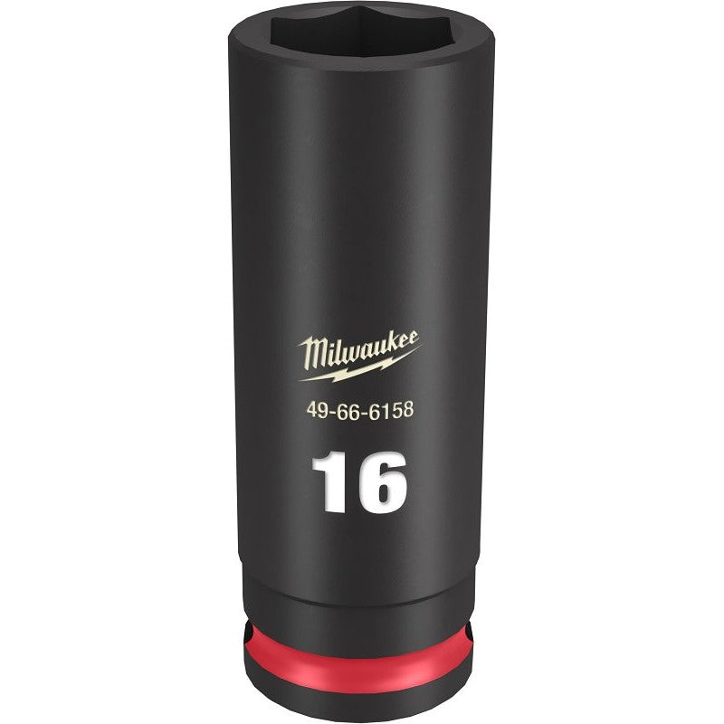 Milwaukee SHOCKWAVE Impact Duty Series 49-66-6158 Deep Impact Socket, 16 mm Socket, 3/8 in Drive, Square Drive, 6-Point