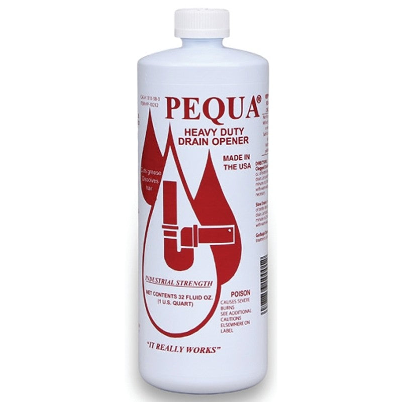 Pequa P-10232 Drain Opener, Liquid, Clear, Odorless, 1 qt Bottle (Pack of 12)