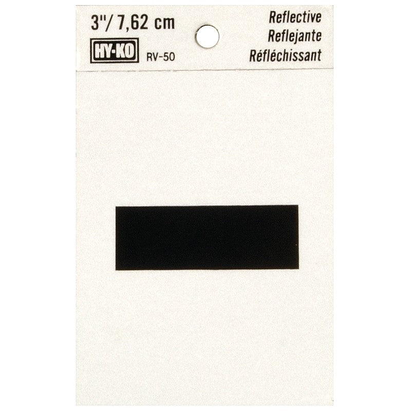 Hy-Ko RV-50/- Reflective Sign, Character:-, 3 in H Character, Black Character, Silver Background, Vinyl (Pack of 10)