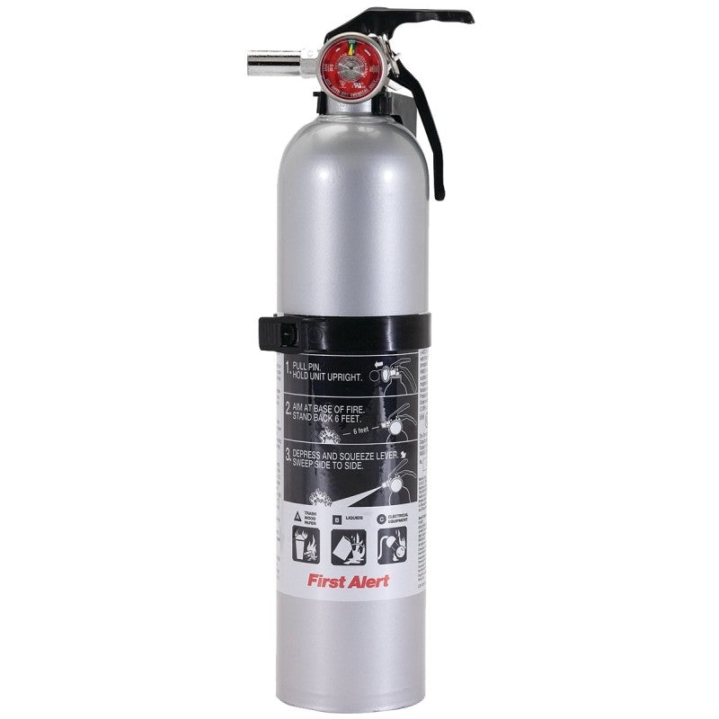 First Alert DHOME1 Rechargeable Fire Extinguisher, 2.4 lb, Monoammonium Phosphate, 1-A:10-B:C Class, Wall (Pack of 4)