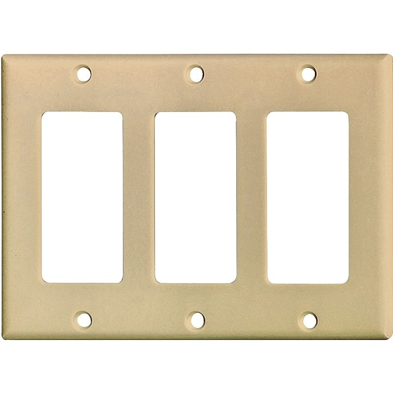 Eaton Cooper Wiring 2163 2163V-BOX Wallplate, 4-1/2 in L, 6.37 in W, 3 -Gang, Thermoset, Ivory, High-Gloss
