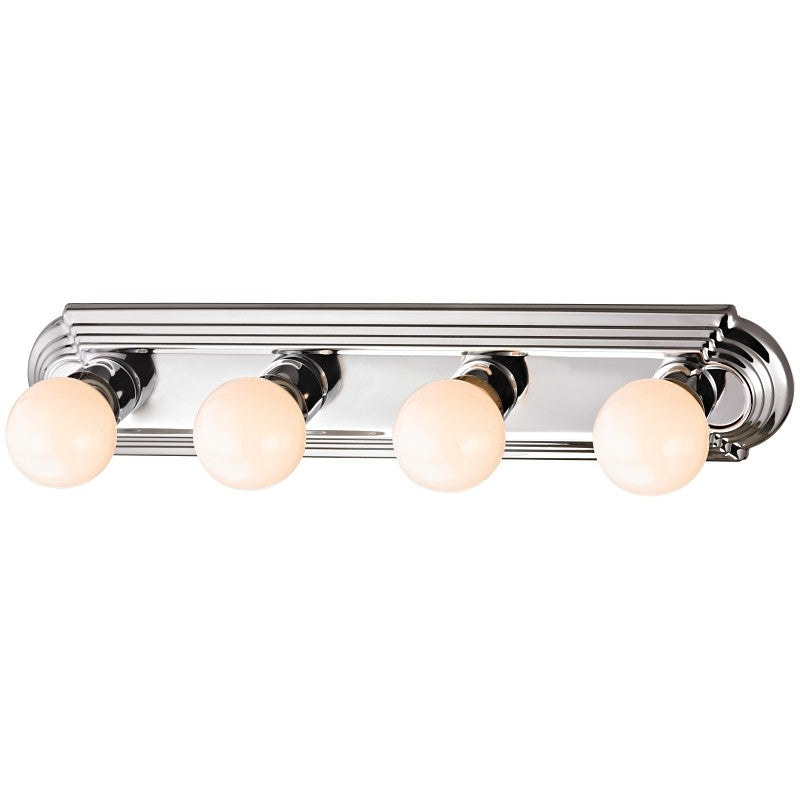 Boston Harbor 046044-CHROME Vanity Bar Fixture, 100 W, 4-Lamp, G Lamp, Steel Fixture, Polished Chrome Fixture