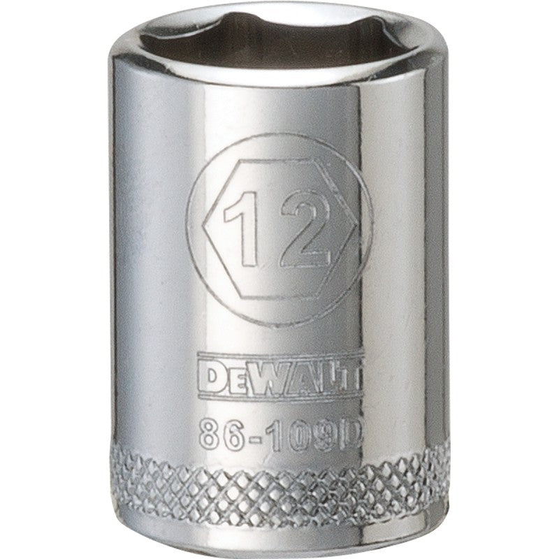 DEWALT DWMT86109OSP Hand Socket, 12 mm Socket, 1/4 in Drive, 6-Point, Vanadium Steel, Polished Chrome