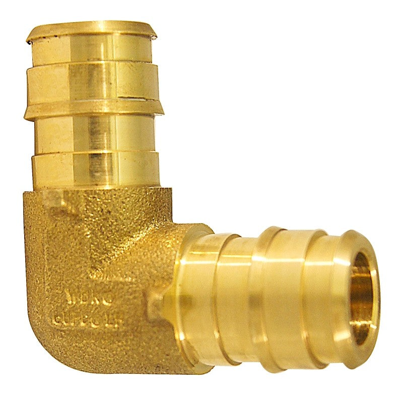 Apollo ExpansionPEX Series EPXE1212 Pipe Elbow, 1/2 in, Barb, 90 deg Angle, Brass, 200 psi Pressure, 1/PK