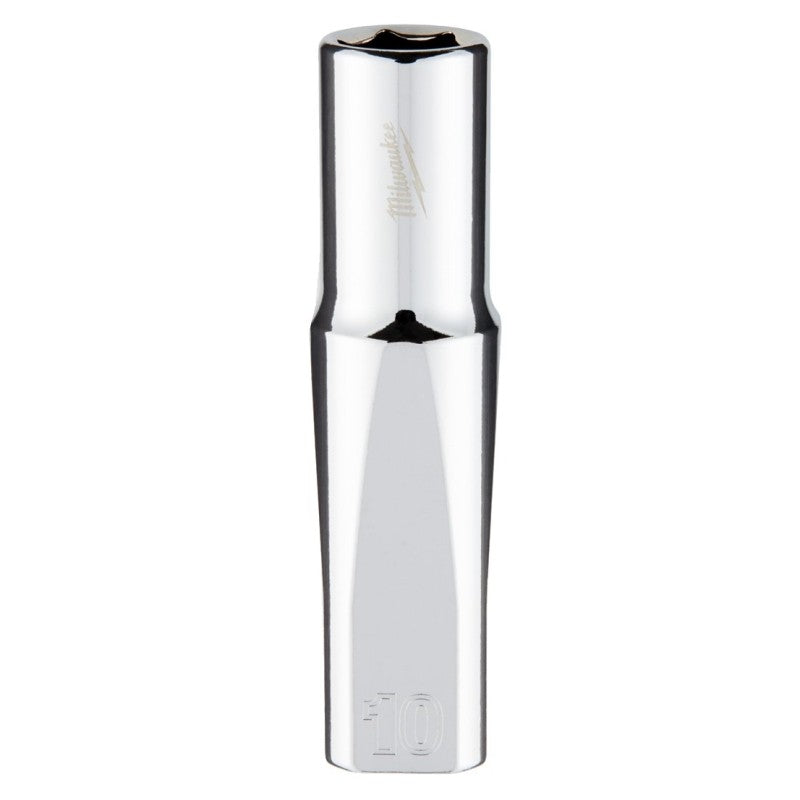 Milwaukee 45-34-0010 Drive Socket, 10 mm Socket, 3/8 in Drive, 6-Point, Vanadium Steel, Chrome