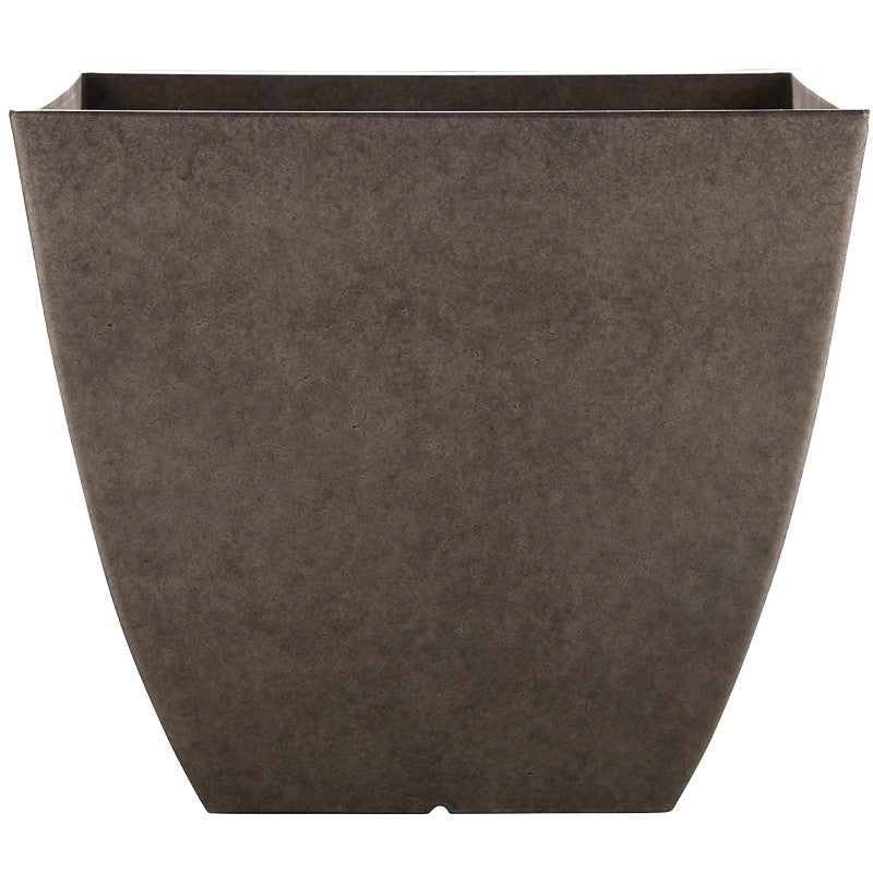 Southern Patio HDR-091677 Newland Planter, 13-1/2 in H, 16 in W, 16 in D, Square, Plastic/Resin, Gray, Stone Aesthetic