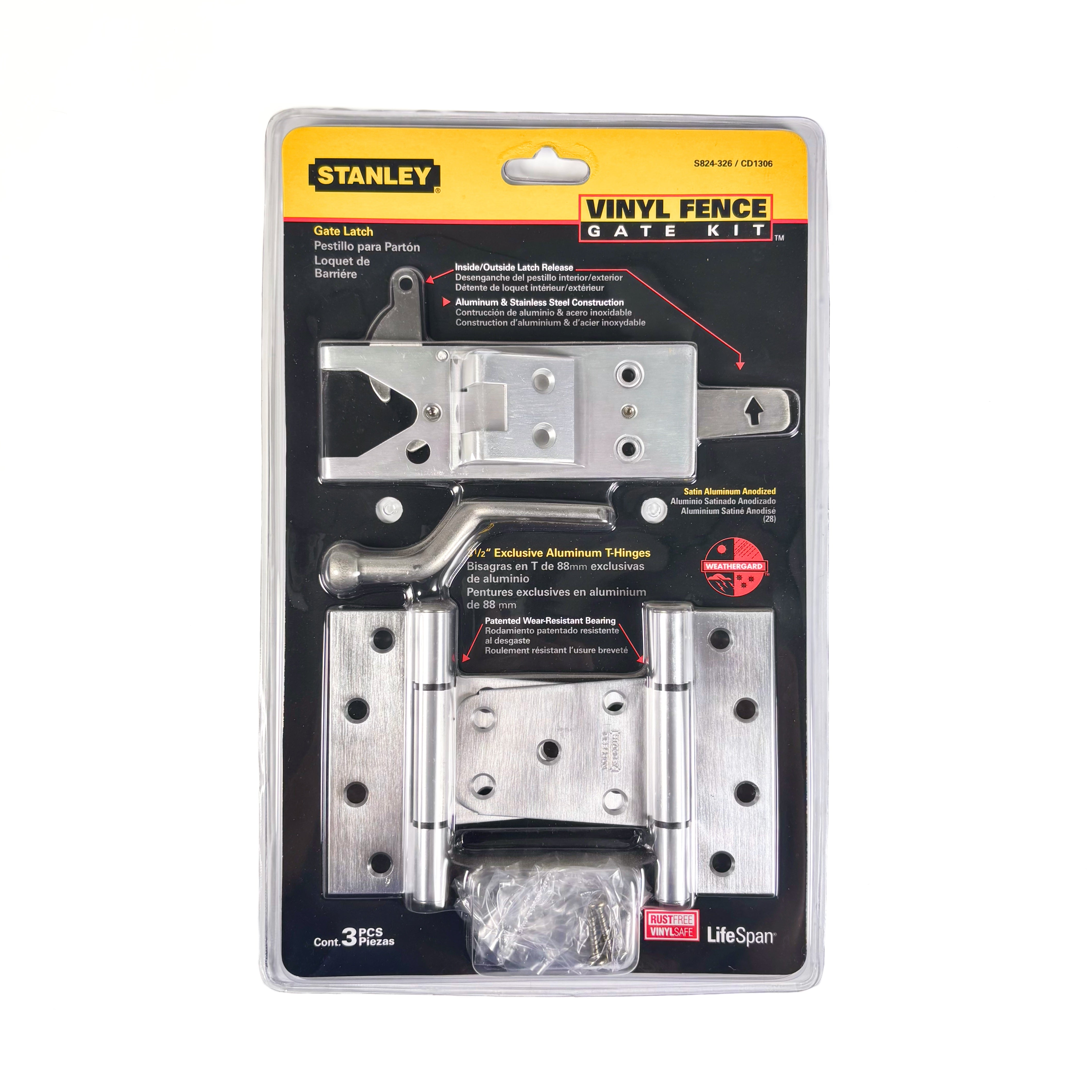 Vinyl Fence Gate Hinges & Latch Set Aluminum