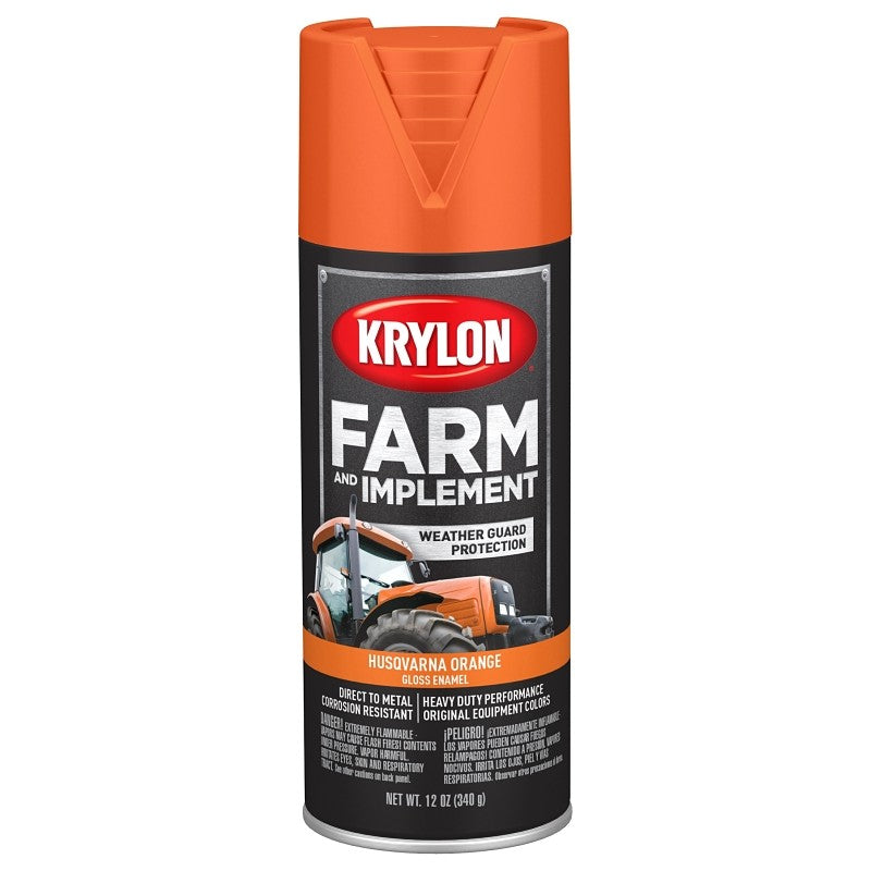 Krylon K01961777 Farm Equipment Spray, High-Gloss, Husqvarna Orange, 12 oz (Pack of 6)