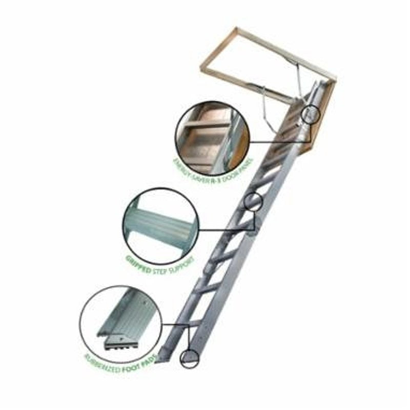 Marwin The TITAN Series T80ESFT Attic Stair, 8 ft 9 in H Ceiling, 22-1/2 x 54 in Ceiling Opening, 375 lb Duty Rating