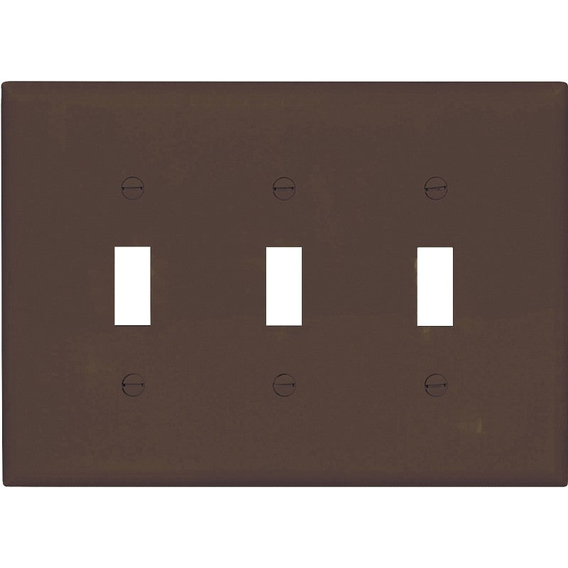 Eaton Wiring Devices PJ3B Wallplate, 4-7/8 in L, 6.37 in W, 3 -Gang, Polycarbonate, Brown, High-Gloss (Pack of 15)