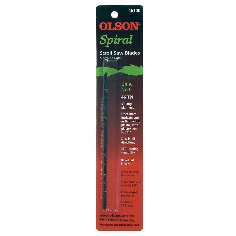 Olson SP46100 Scroll Saw Blade, Spiral Teeth, 46 TPI, 5 in L