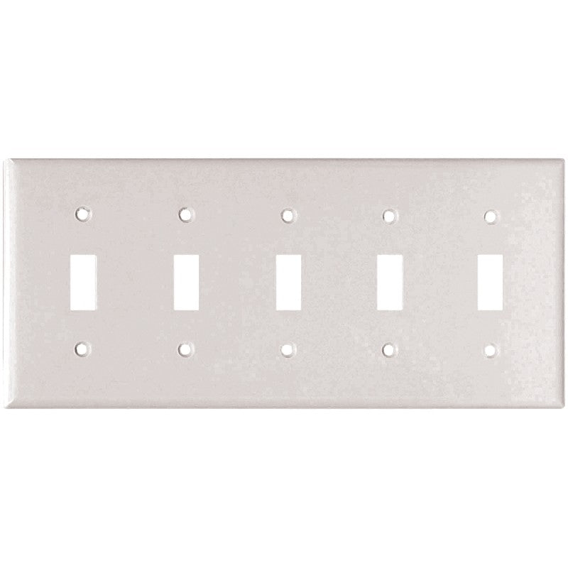 Eaton Wiring Devices 2155W-BOX Wallplate, 4-1/2 in L, 10 in W, 5 -Gang, Thermoset, White
