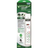 2160 Joules 6 Outlet Surge Protector White 6 Foot Cord