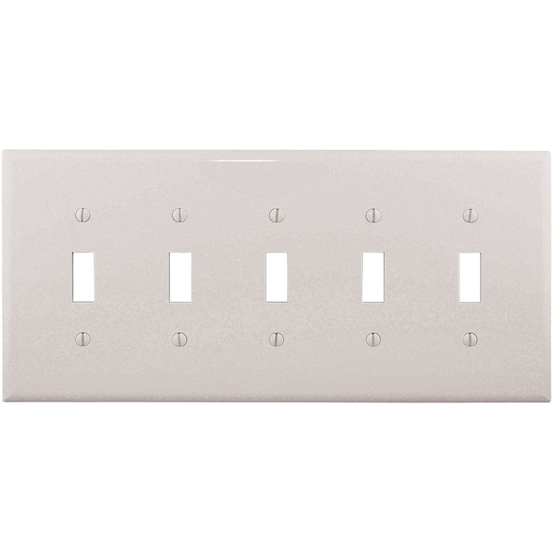 Eaton Wiring Devices PJ5W Wallplate, 10-1/2 in L, 4.88 in W, 5 -Gang, Polycarbonate, White, High-Gloss