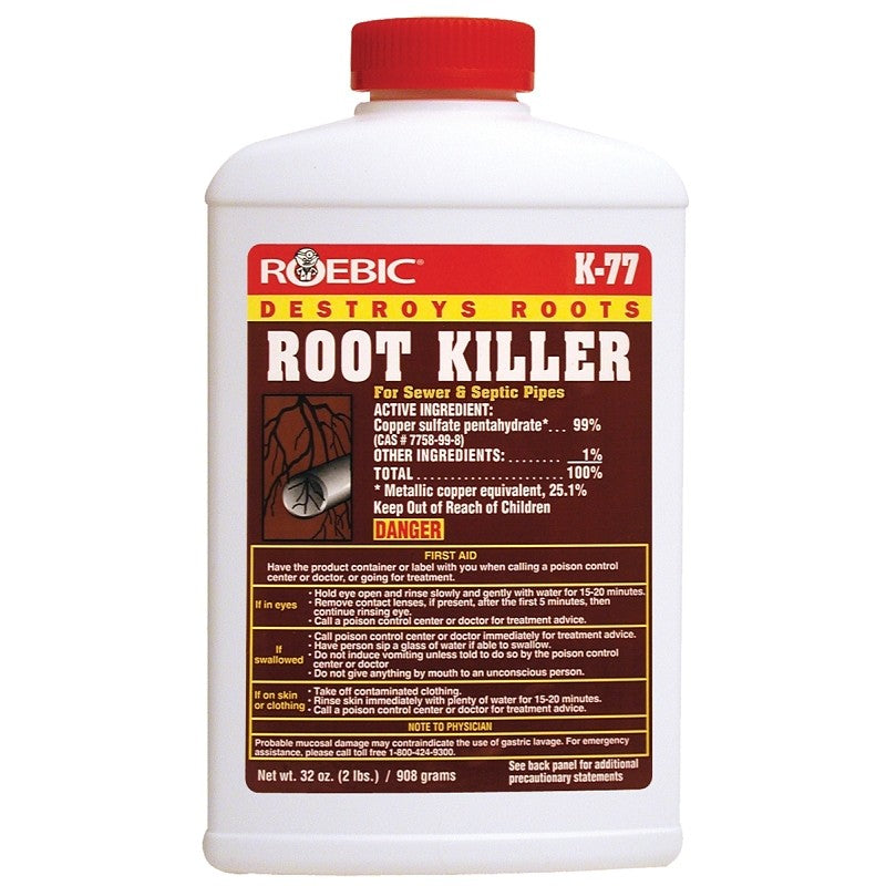 Roebic K-77 Root Killer, Crystal, Powder, 2 lb, Bottle