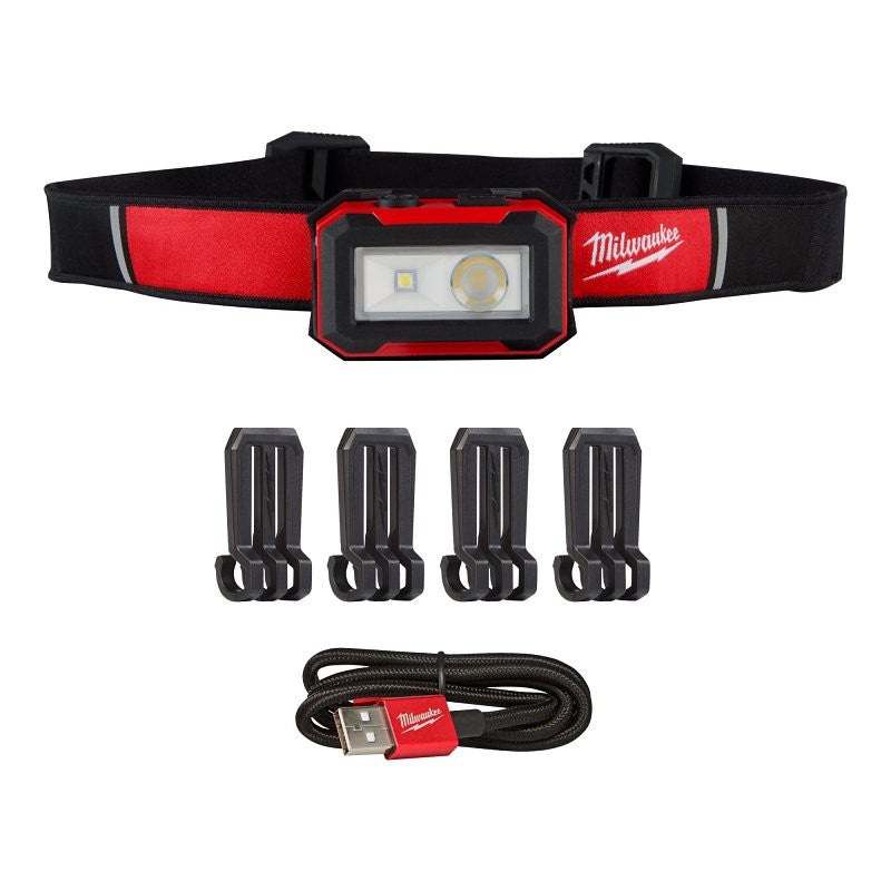 Milwaukee 2012R Rechargeable Headlamp and Task Light, Lithium-Ion Battery, LED Lamp, 450, Spot, Flood Beam