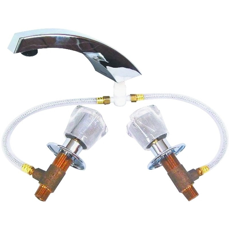 US Hardware P-030N Garden Tub Faucet, 2-Handle, Deck Mounting, Brass, Chrome