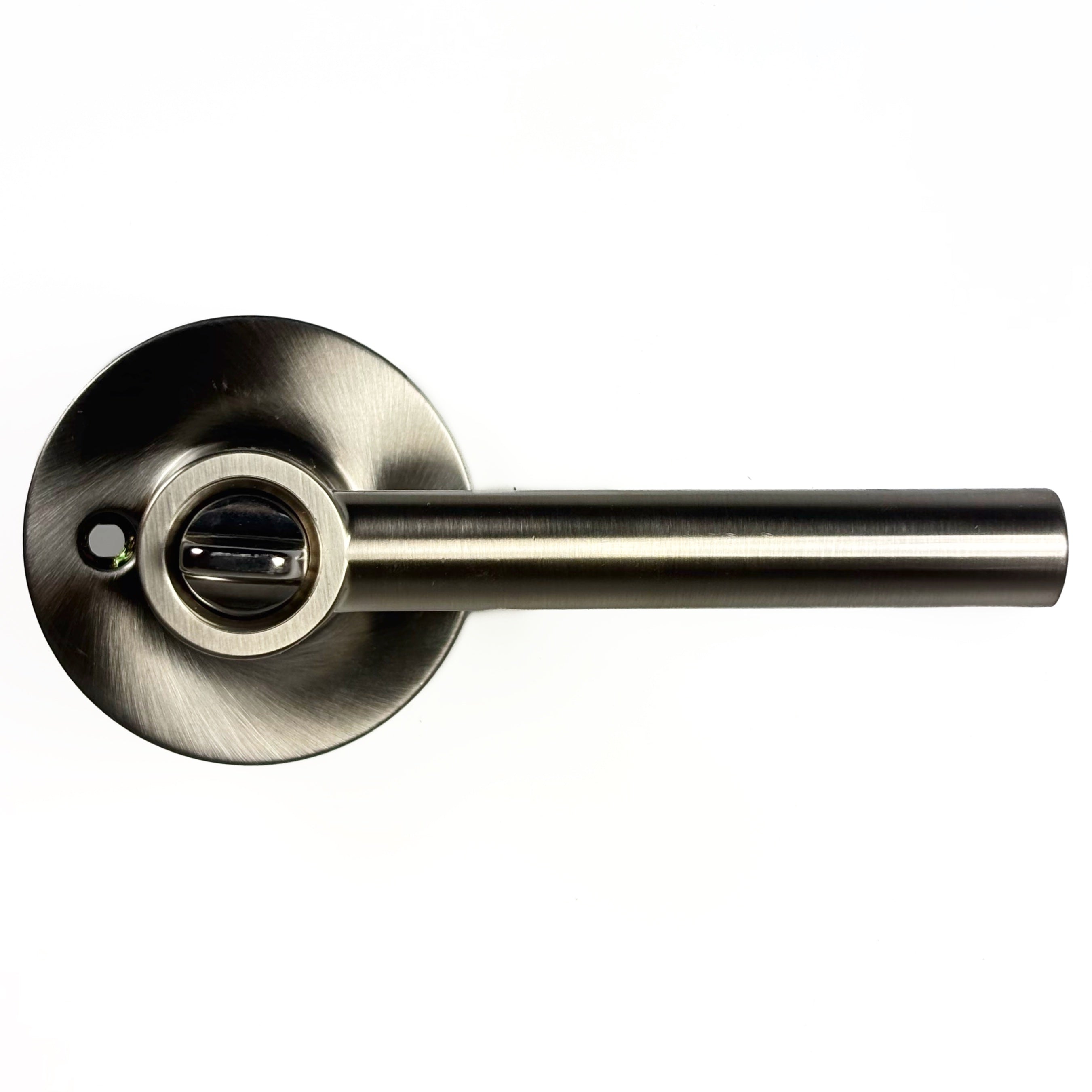 Rimini Keyed Entry Leverset Round Back Satin Nickel