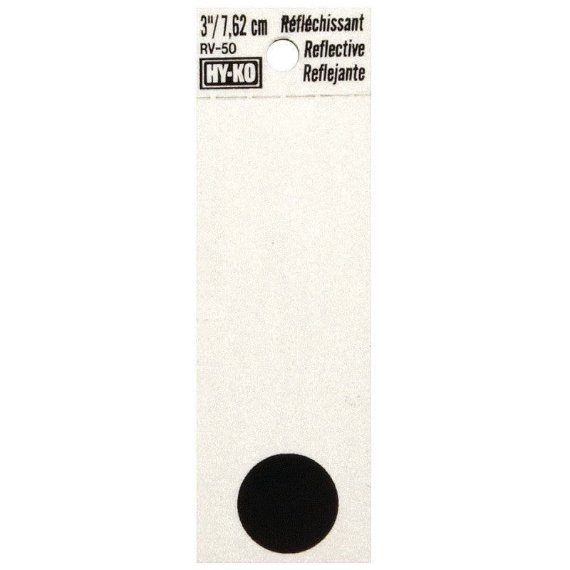 Hy-Ko RV-50/. Reflective Sign, Character: ., 3 in H Character, Black Character, Silver Background, Vinyl (Pack of 10)