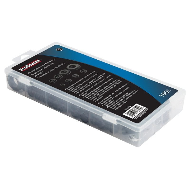 ProSource 61306 Plastic Grommet Assortment, PVC, Black, 1/4, 5/16, 3/8, 7/16, 1/2, 5/8, 7/8, 1 in Dia Panel Hole