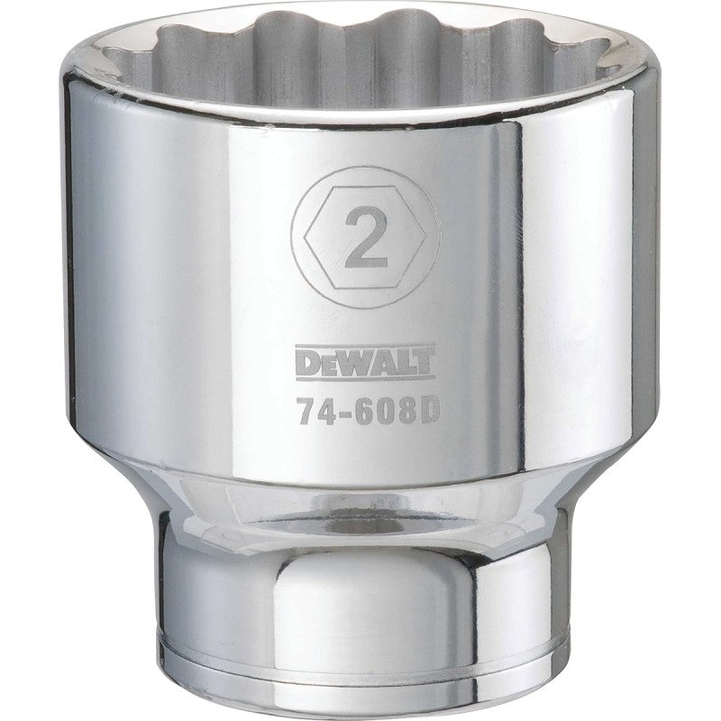 DEWALT DWMT74608OSP Drive Socket, 2 in Socket, 3/4 in Drive, 12-Point, Vanadium Steel, Polished Chrome