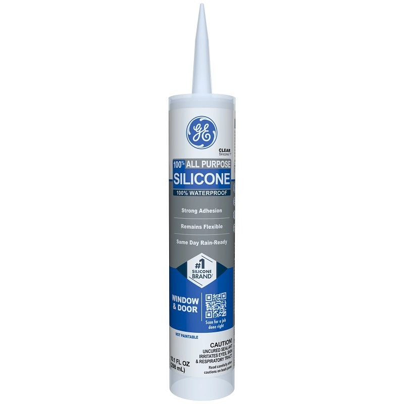 GE Silicone 1 2795576 All Purpose Sealant, Clear, 24 hr Curing, 10.1 fl-oz Cartridge (Pack of 12)