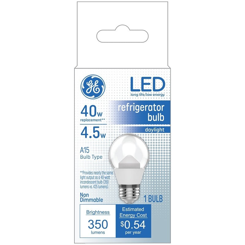 GE 93104415 LED Bulb, Specialty, A15 Lamp, 40 W Equivalent, Daylight Light