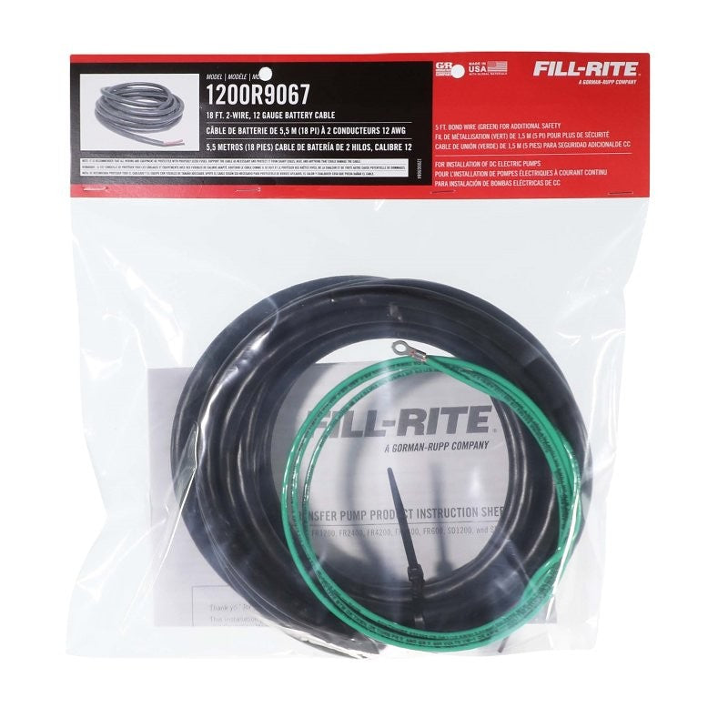 Fill-Rite 1200R9067 Battery Cable, 12 ga Wire, 18 ft L, 2 -Conductor