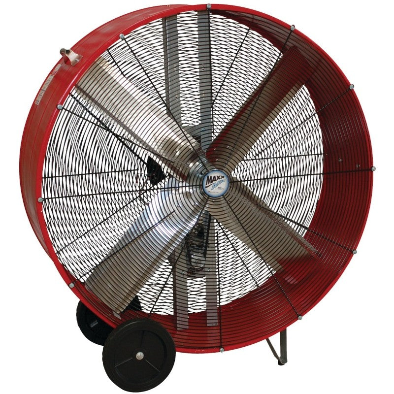 MaxxAir BF48BDRED Portable Drum Fan, 120 V, 2-Speed, 10,100 to 18,000 cfm Air, Black/Red