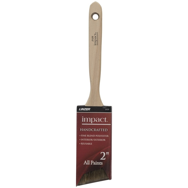 Linzer 2125N-2 Paint Brush, Natural, Wood Handle, 2 in W, Polyester Bristle, Angle Sash Handle