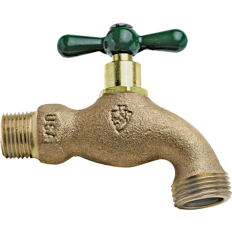 Arrowhead Brass 302LF Heavy-Duty Hose Bibb, 3/4 x 3/4 in Connection, MIP x Hose, 8 to 9 gpm, 125 psi Pressure
