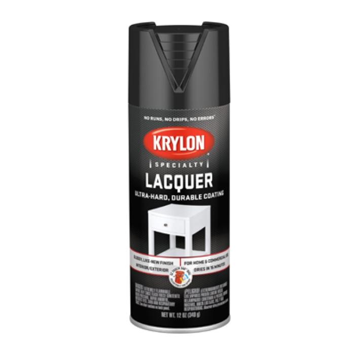 Krylon K07030777 Lacquer Spray, Gloss, Black, 12 oz, Can