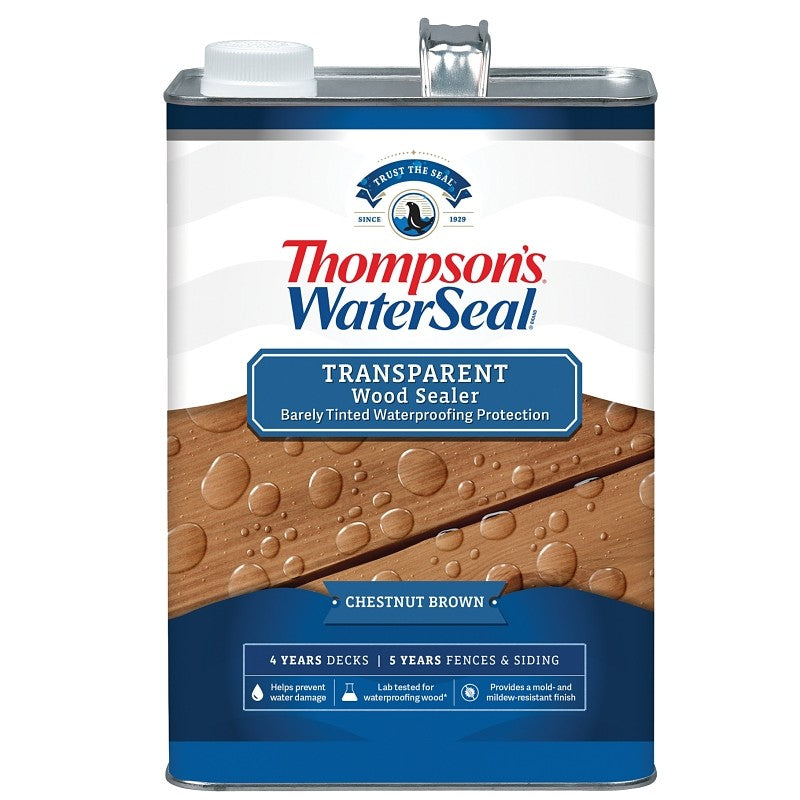 Thompson's WaterSeal TH.091301-16 Wood Sealer, Transparent, Liquid, Chestnut Brown, 1 gal (Pack of 4)