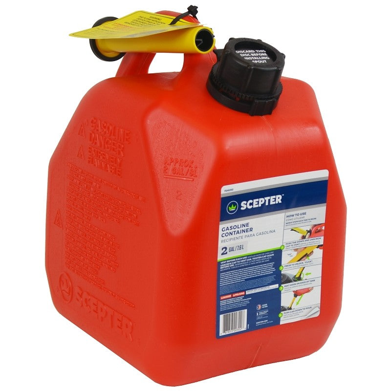 Scepter Flo n' go FG4G211 Gas Can, 2 gal Capacity, Polypropylene, Red