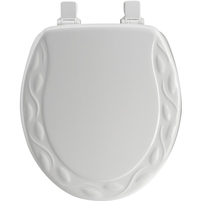 Mayfair 34EC-000 Toilet Seat, 16-1/2 in L, 14.4 in W, 2 in H, Round, Wood, White, Twist Hinge