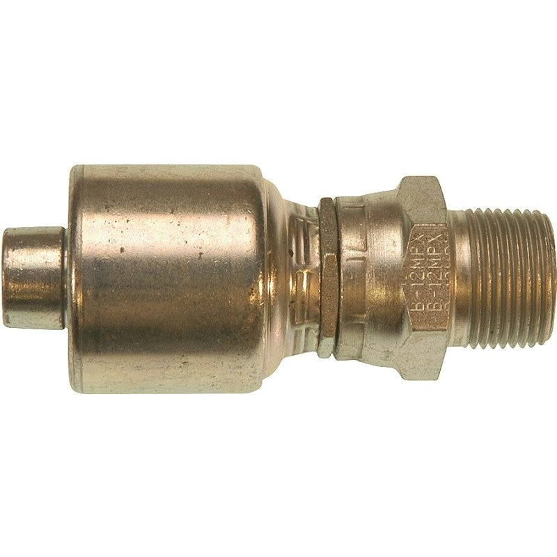 Gates MegaCrimp G25105-0806 Hose Coupling, 3/8 x 1/2 in Dia, 3.22 in, 3/8-18, Crimp x NPTF, Straight Angle, Steel, Zinc