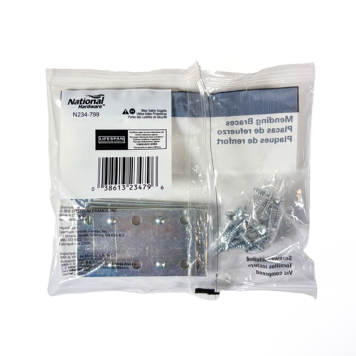 Wide Mending Plate Brace 2-1/2 By 1-3/8 By 0.07 Inch Zinc Plated Steel 4 Pack