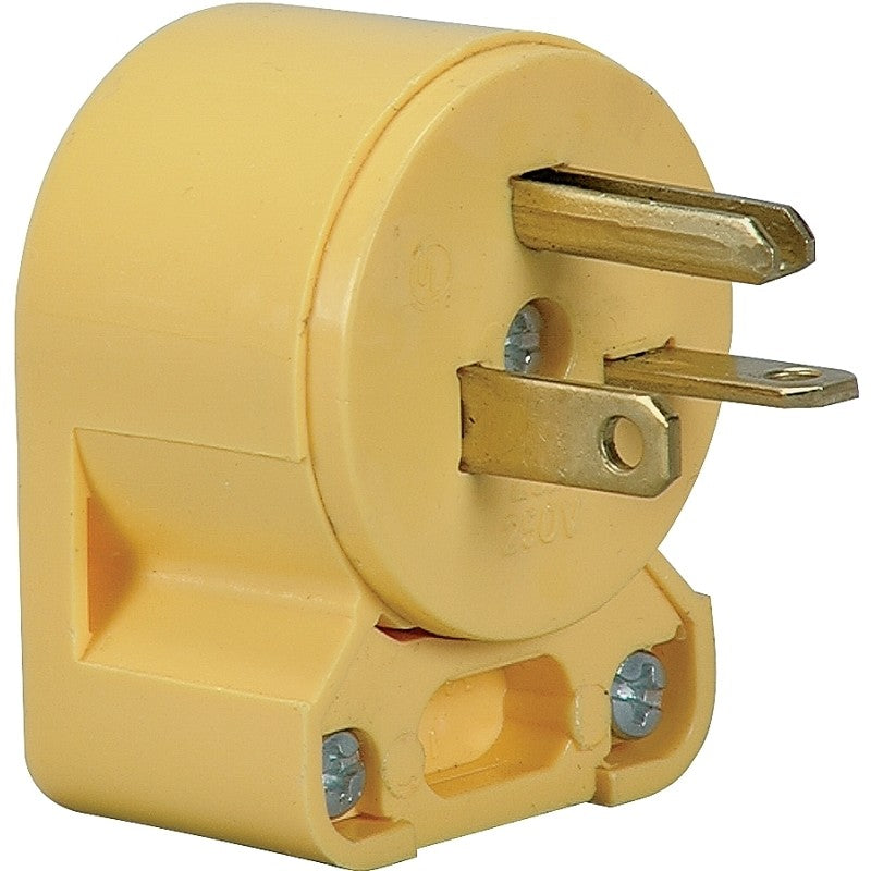 Eaton Wiring Devices 4509AN-BOX Electrical Plug, Angled, Straight Body, 1/4 to 21/32 in, 2-Pole, 20 A, 250 V, Yellow