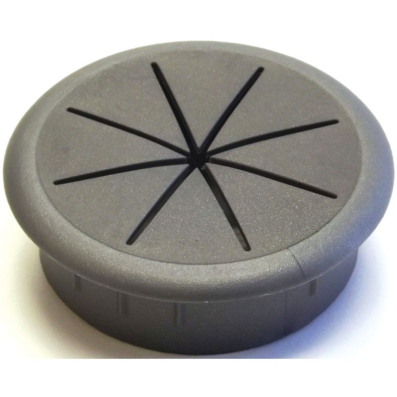 Jandorf 61620 Desk Grommet, 2-3/8 in Dia Cable, Polypropylene/Santoprene, Silver